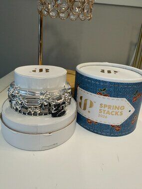 Bomb Party Spring Stacks 2026 "The Black Swan" Silver Bracelet Set (NIB)